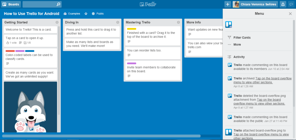 How a Trello board looks like, at a glance. Screenshot taken by Chi Señires