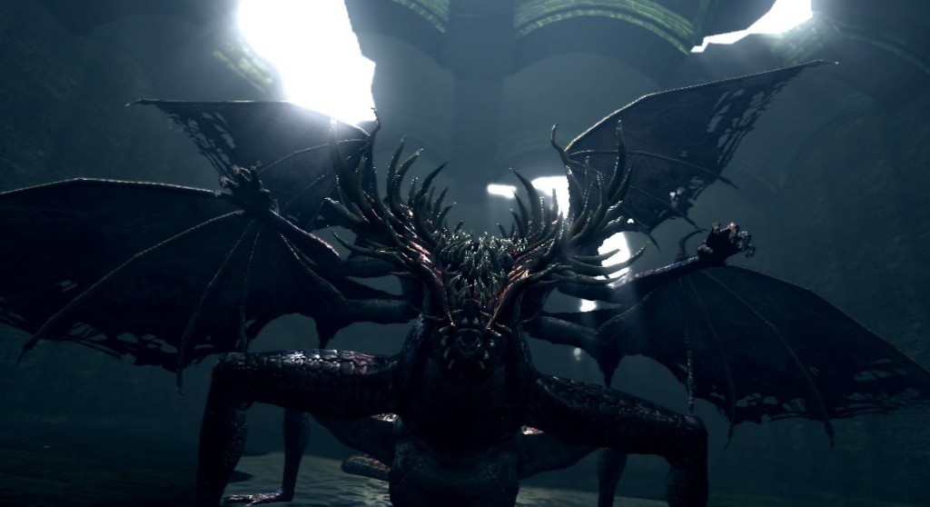 In-game screenshot of a boss “Gaping Dragon”
