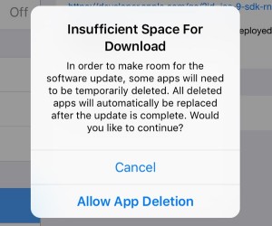 The device temporarily deletes apps to give way to iOS 9 update http://www.macrumors.com/roundup/ios-9/
